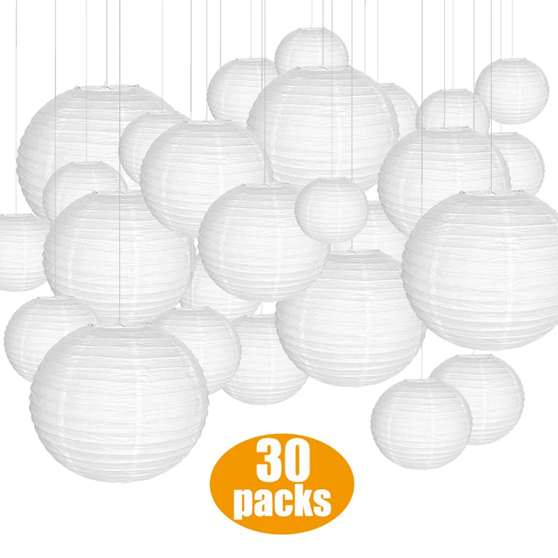 30 Pcs Party Decoration Paper Lantern Assorted Sizes of 4