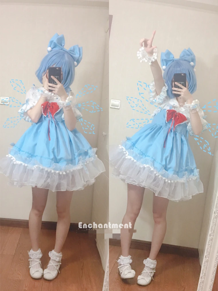 

Anime Touhou Project Cirno Outfit Lolita Dress Daily Gorgeous Uniform Cosplay Costume Women Halloween Free Shipping 2021 New