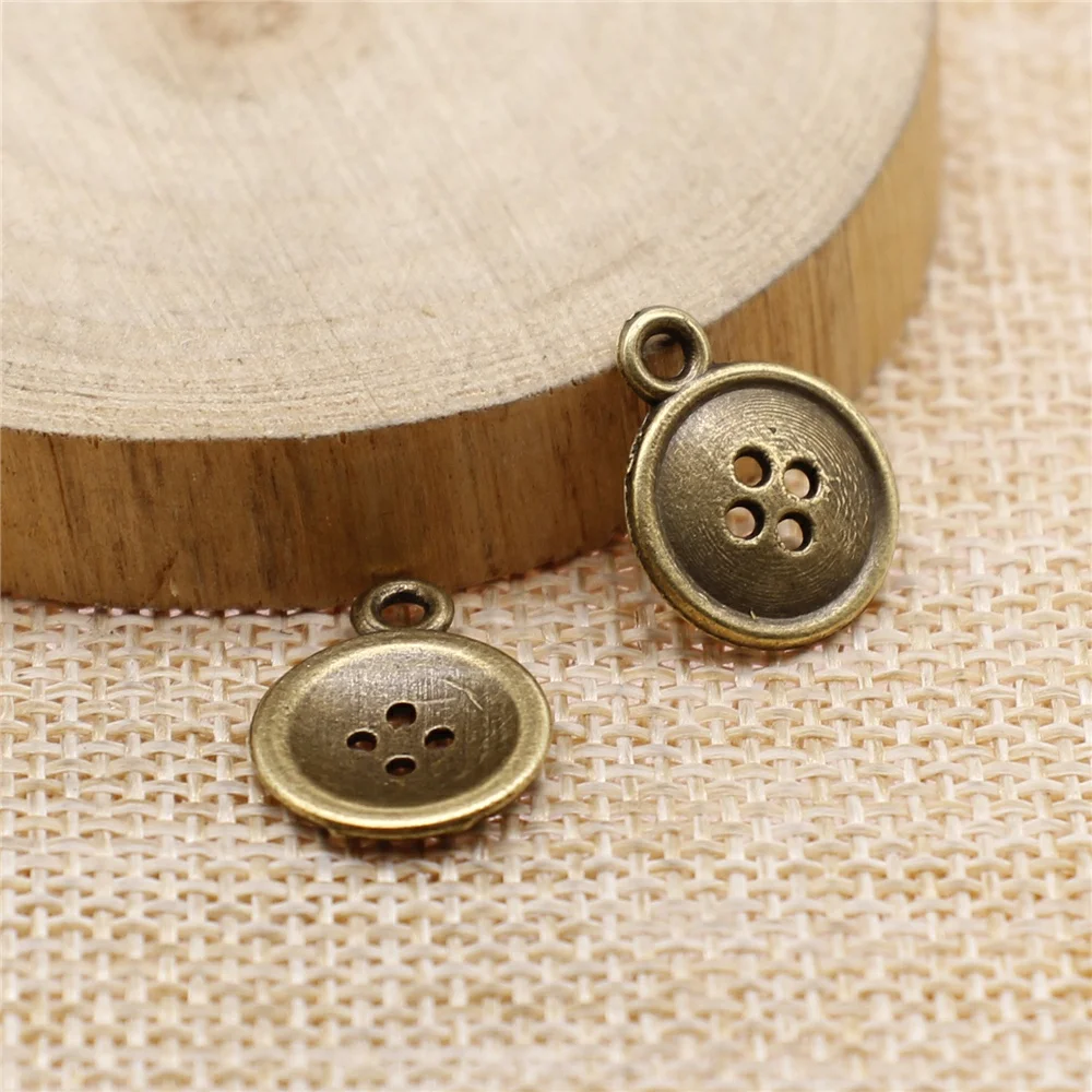 free shipping 59pcs 13mm antique bronze Buttons charms diy retro jewelry fit Earring keychain hair card pendant accessories