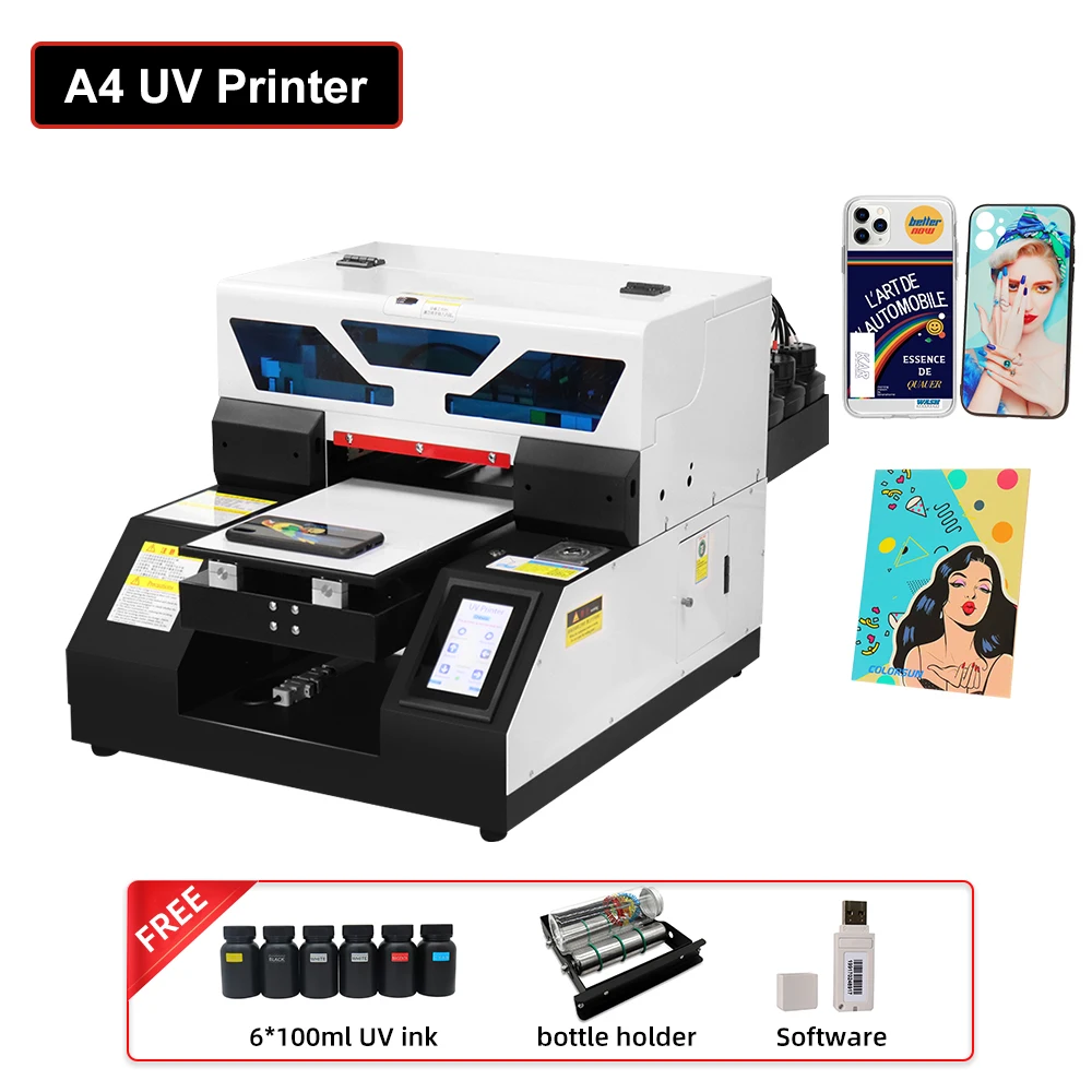 

Full Automatic UV Printer A4 Multifunction UV Printer for Wood Cylinder Bottle Acrylic Metal Phone Case Flatbed Printing Machine