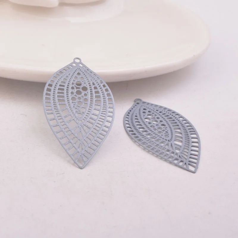 50 Stück AB5743 24*45mm Bohemia-Stil Blatt-Charm Messing-Anhänger-Basis DIY Schmuckverbinder – Detail 9