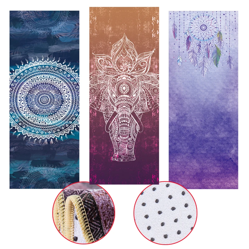 8 Style Printed Yoga Mat Towel 2020 New Listing Eco-friendly Sweat Microfiber Yoga Blankets Cover Non-slip Gym Pilates Sport Pad