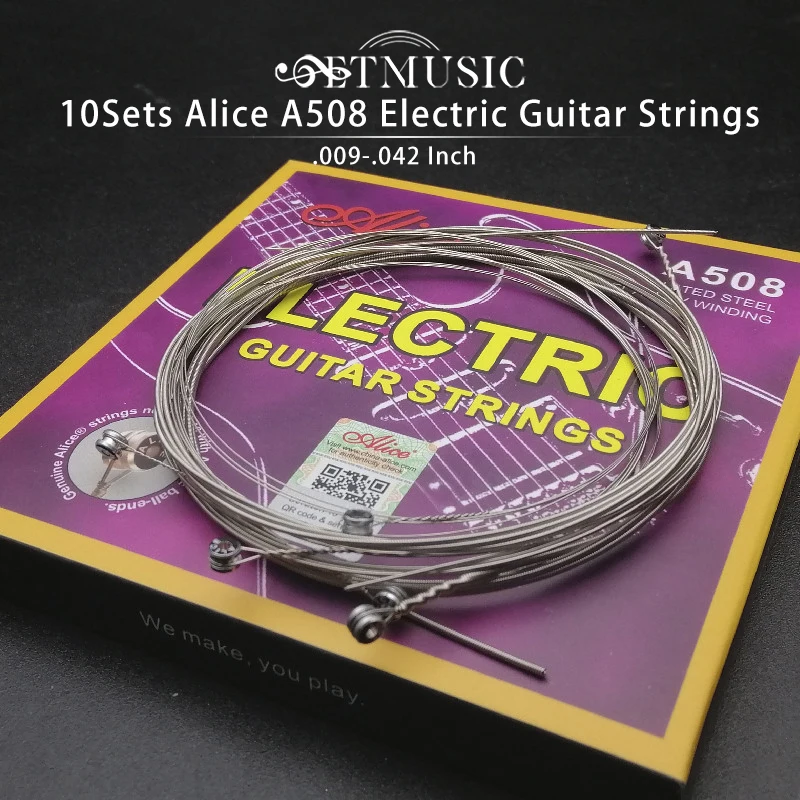 10ชุด Alice A508สายกีตาร์ไฟฟ้า Super Light เหล็กโลหะผสมนิกเกิลทนทานแผลกีต้าร์ String