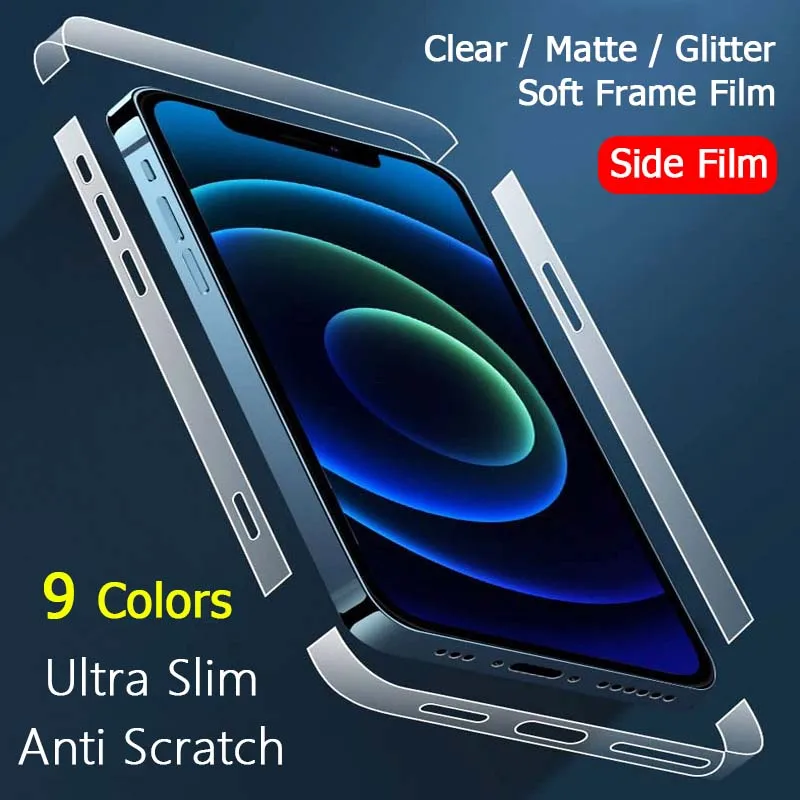 Ultra Thin Phone Side Film For iPhone 13 12 Pro Max Mini Clear / Matte / Plain Soft TPU Hydrogel Film Frame Protector -Not Glass