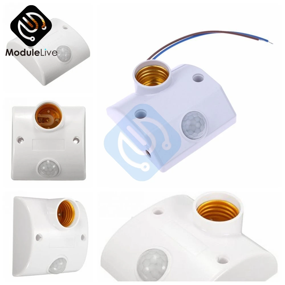 E27 AC 220v 50/60HZ 5LUX Motion Sensing Switch Infrared Motion Sensor Automatic Light Lamp Holder Switch White Delay time 30S