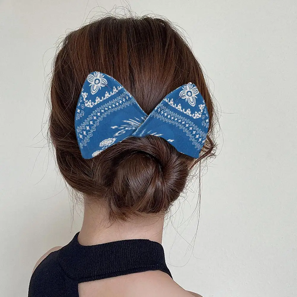 French retro Hair band Cashew nuts print Fabric Iron wire bow hair curler Ball hairstyle lazy curling Headband woman Hairpin