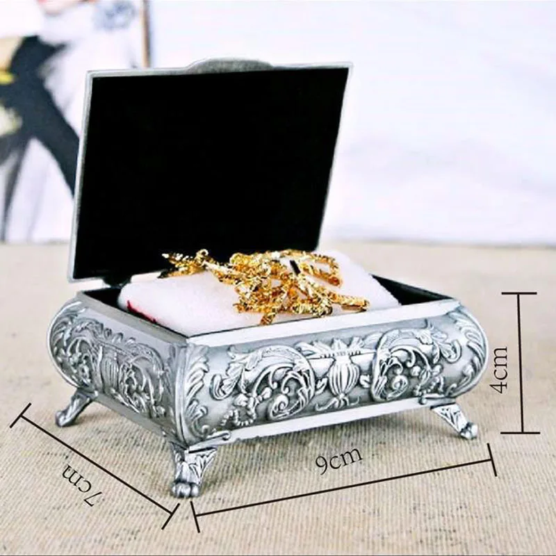 2021 Vintage Zinc Alloy Flower Storage Box Creative Classical  Wedding Birthday Gift Trinket Jewellery Box