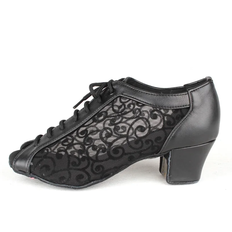 Evkoodance-Chaussures de Salle de Bal en Cuir Noir pour Femme, à Talons de 4.5cm, pour brevLatine, Salsa, ix, DIY