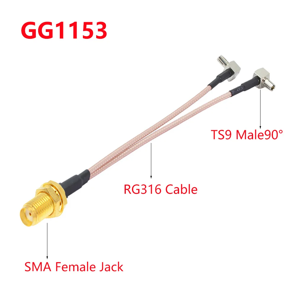 Cabo de extensão sma fêmea para 2xts9 macho divisor y tipo trança do cabo coaxial rg316 para a antena do modem de huawei/zte 3g/4g