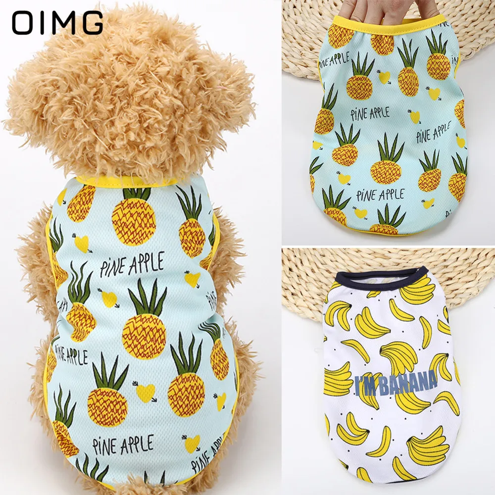 

OIMG Pineapple Print Dog Sleeveless Shirts For Small Dog Clothes Spitz Chihuahua Summer Dog Vest Thin Puppy Outfits Cat T-shirts