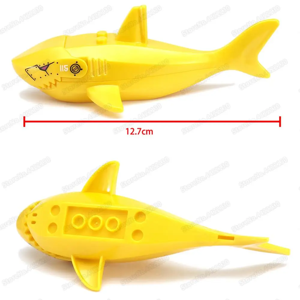 Mechanical Gold Shark Building Block Deep Sea Diving Figures Equipment Military Technology World Model Child Christmas Gift Toys