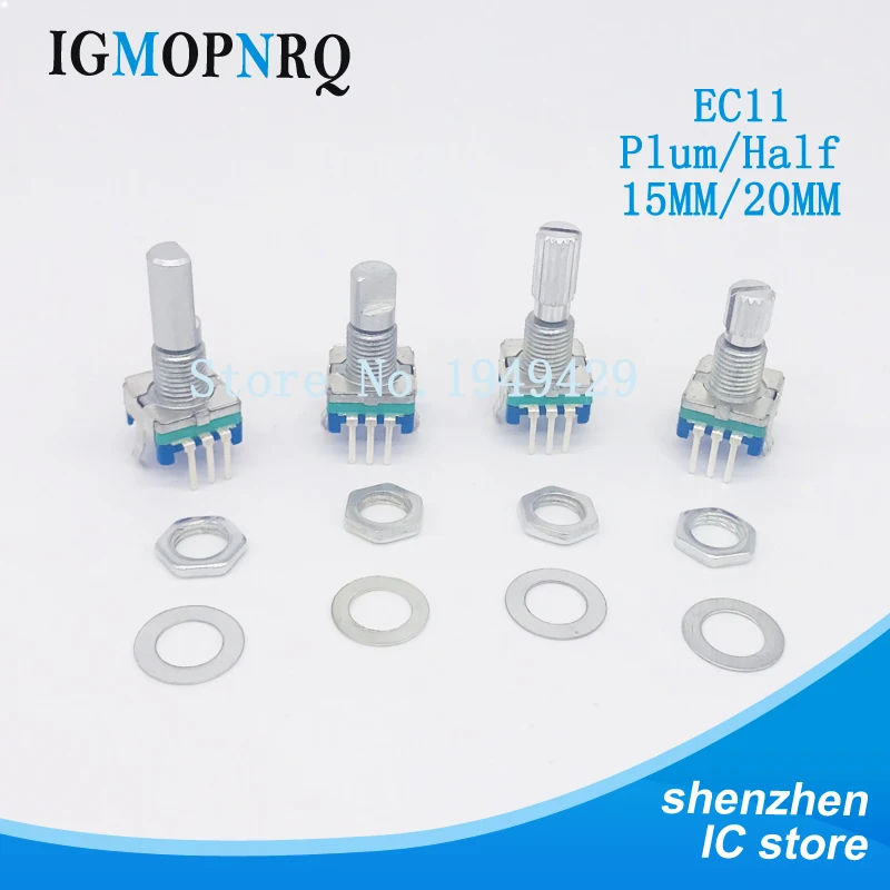 5PCS EC11 Half/Plum axis rotary encoder handle length 15mm/20mm code switch/EC11/digital potentiometer with switch 5Pin