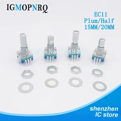 5PCS EC11 Half/Plum axis rotary encoder handle length 15mm/20mm code switch/EC11/digital potentiometer with switch 5Pin