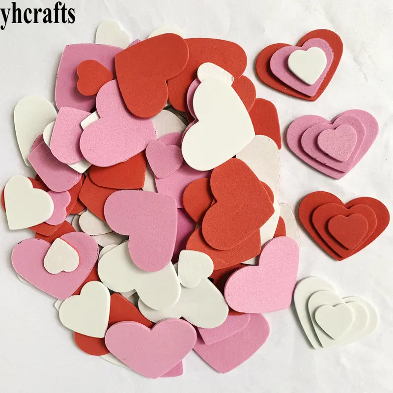 100PCS red pink white hearts foam stickers Valentine's Day crafts Wedding decoration Kindergarten arts New year gifts