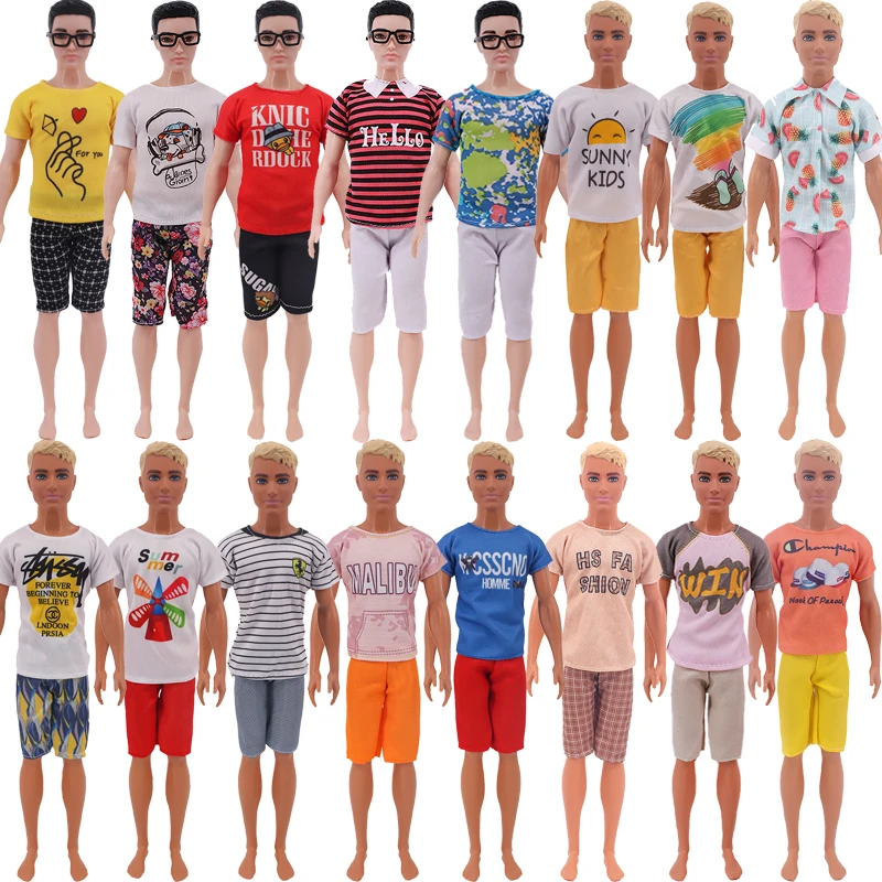 Doll Ken Clothes 2Pcs/Set T-Shirt Shorts Tree Print Daily Casual Suit For 11.8Inch Doll Toys Our Generation Travel Accessories