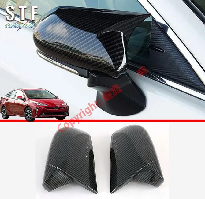 Carbon Fiber Style Side Mirror Cover Trim For Toyota Prius 2018 2019 2020 Car Accessories Stickers