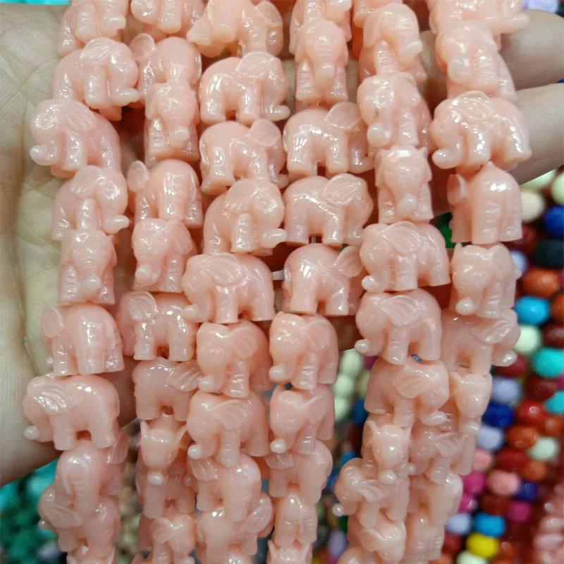 15pcs/lot 14mm Elephant Shape Coral Beads For Jewelry Making Loose White/Red/Orange/Purple/Pink Coral Beads DIY Accessories