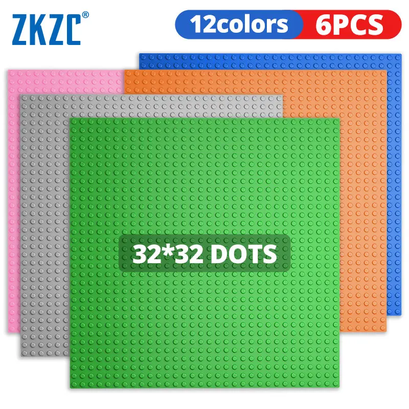 

ZKZC 32x32 Studs Base Plates 6PCS Set Figures Bricks Base Plates City Classic DIY Building Blocks Baseplates Toys For Children