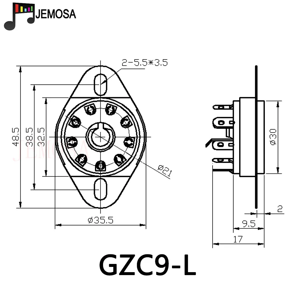 Enchufe de tubo de cerámica de 9 pines, GZC9-L de tubo grande de 9 pines para EFF51, QE04, EF55, EF50, EC52, TT12, amplificador de tubo de vacío de Audio DIY, 1 ud.