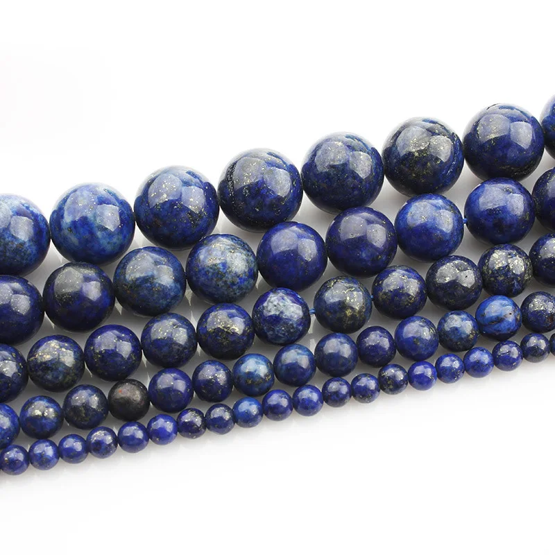 4mm 6mm 8mm 10mm 12mm 14mm Round Natural Lapis Lazuli Stone Loose Beads Lot For Jewelry Making DIY Crafts Findings