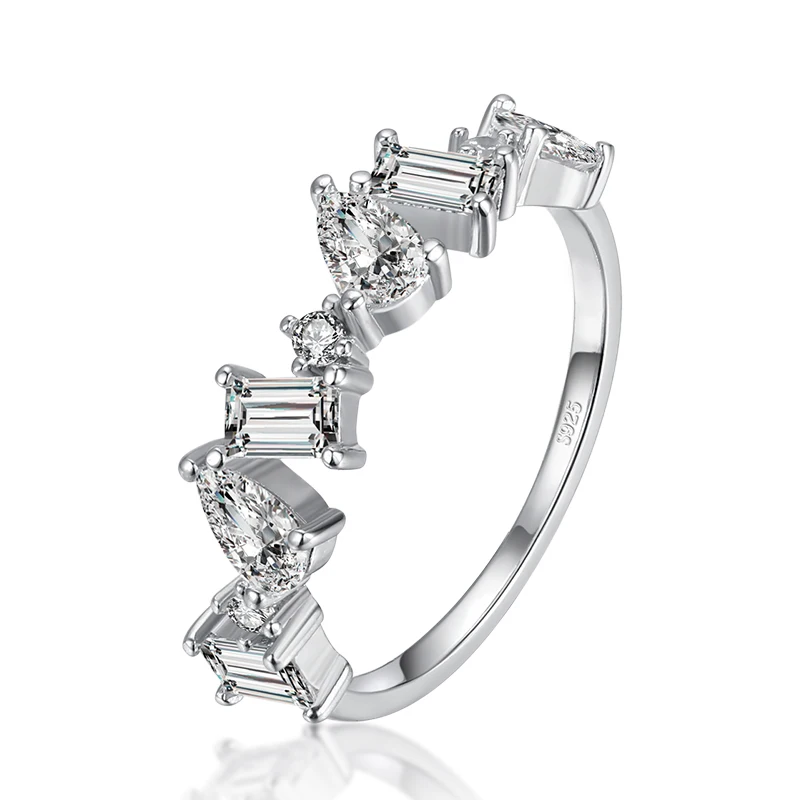 MODIAN Fingerringe aus massivem 925er-Sterlingsilber, funkelnde geometrische klare CZ-Fingerringe für Frauen, luxuriöser Ehering, edler Silberschmuck