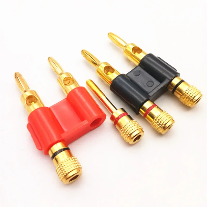 

high quality Double Row 4mm Banana Plug Connector Gold Plated Speaker Plug Adapter Two-position Audio Plug Lantern Cross Plug