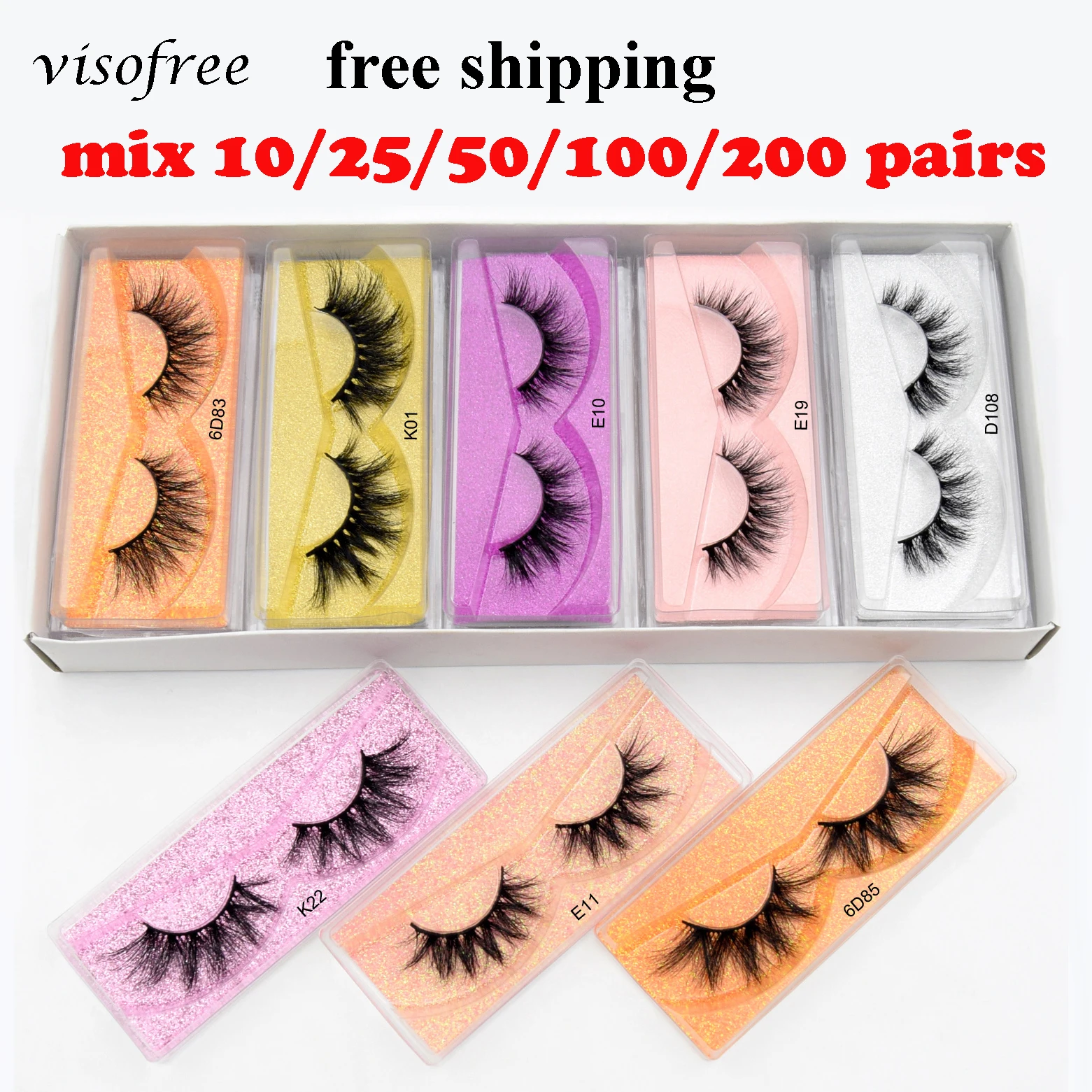 Wholesale Eyelashes 10-100 pcs Visofree 3D Mink Lashes Natural Mink Eyelashes Wholesale False Eyelashes Makeup False Lashes Bulk