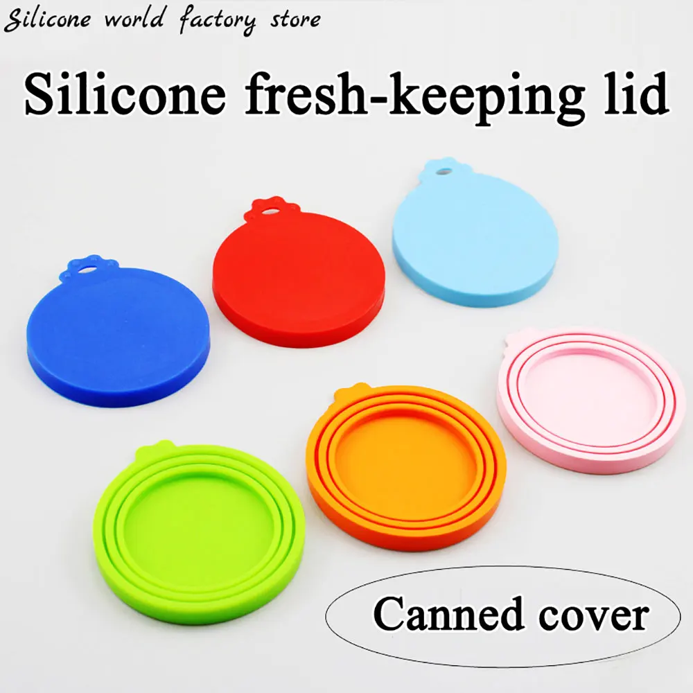 Silicone world 3 In 1 Reusable Food Storage Keep Fresh Cover Cans Cap Pet Can Box Cover Silicone Can Lid Hot Kitchen tools