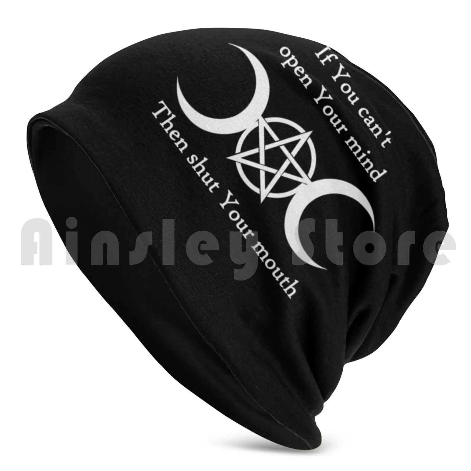 If You Can't Open Your Mind... Beanies Knit Hat Hip Hop Witchy Wicca Pentacl Goddess Pagan Tripple Moon