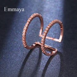 Emmaya Fashion Creative Design Double Round Connecting Appearance Zircon Adjustable Brilliant Ring For Women Present