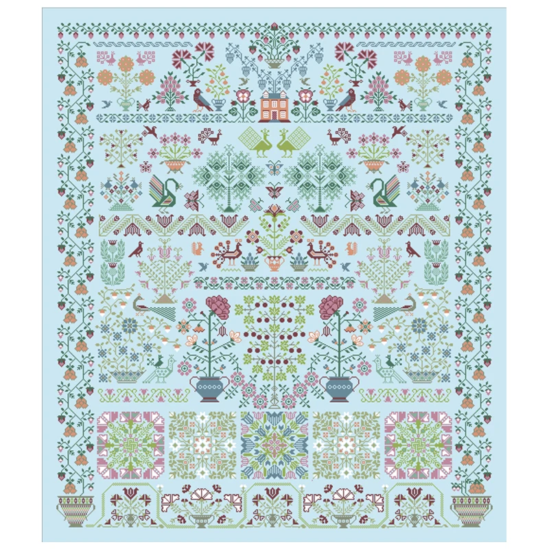 Garden of eternal blossoms cross stitch kits cartoon pattern design 18ct 14ct 11ct skyblue canvas embroidery DIY needlework