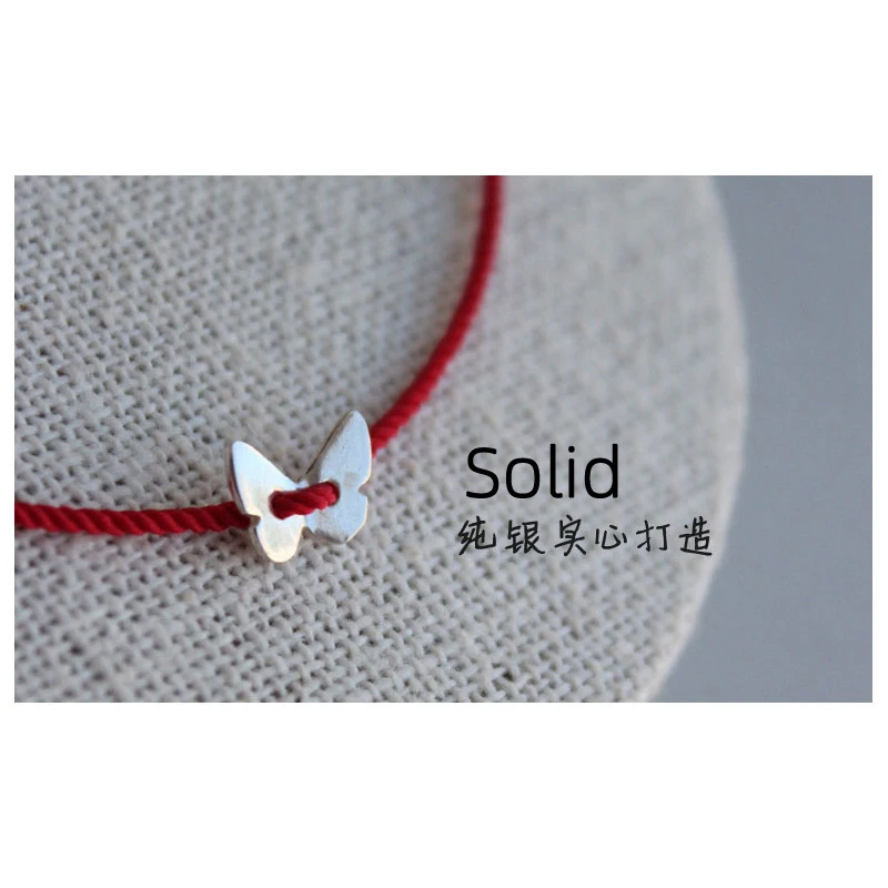 La Monada16/21cm Butterfly Red Thread For Hand 925 Sterling Silver Bracelet Women Rope Red Thread Bracelets For Women Silver 925