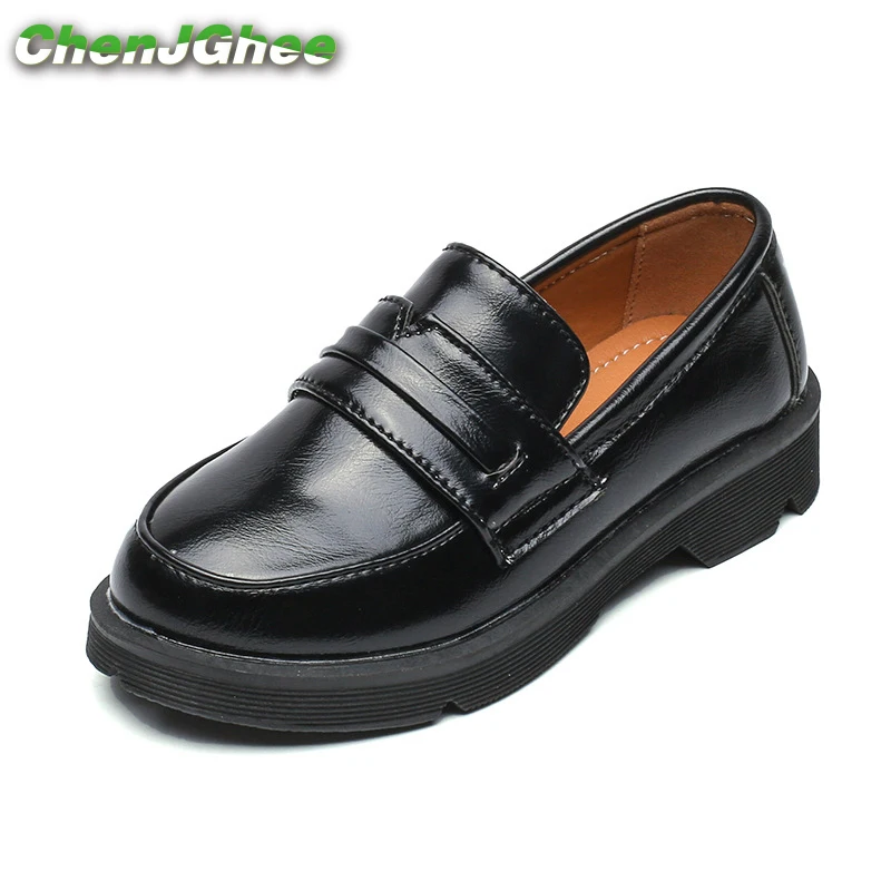 

Mumoresip 2022 Kids Shoes For Boys Girls PU Leather Soft Fashion British Style Children Loafers Thick Bottom Flats Leather Shoes