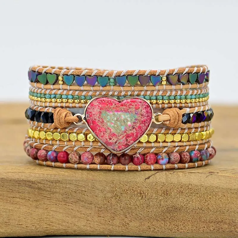 

Fashion Retro Natural Green Crystal Bracelet Natural Stone Pure Hand Weaver Bohemian Women's Bracelet Wholesale Charm Bracelet