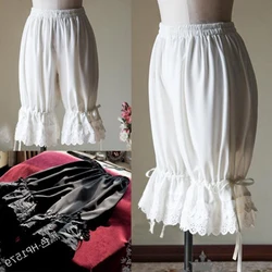 Women Fashion Classic Medieval Victorian Short Pants Vintage Underwear Lolita Shorts Lady Girl Ruffle Bow White Bloomers Pants