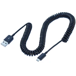 2M Micro USB Spring Coiled Cable Extension portable Retractable USB Data Charger Cables