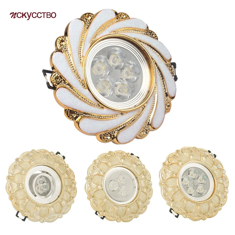 Nordic Modern Spiral Pattern Gold Edge Ceiling Lamp 3W 5W 220V Led Recessed Lights Luxury Home Decoration Kitchen Bedroom Luster