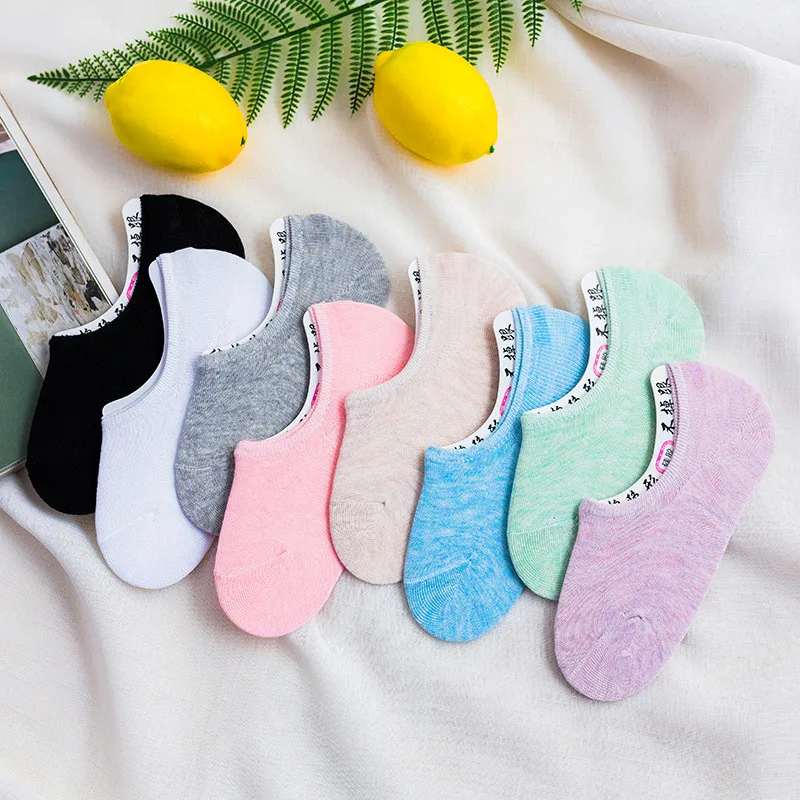 

8 Pairs Women Socks Candy Colors Summer Socks Kawaii Funny Cute Solid Colors Boat Socks Female Breathable Casual Invisible Socks