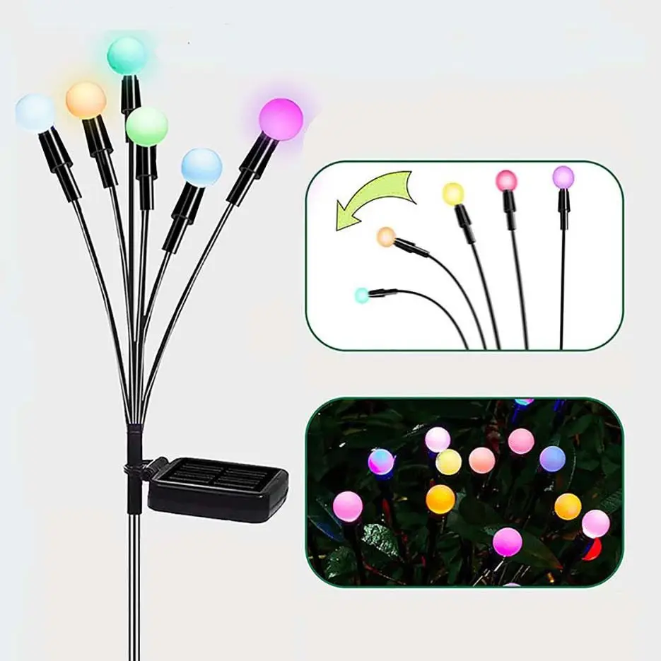 

6 Led Solar Starburst Swaying Light Outdoor Decorative,Color Changing RGB Solar Garden Light for Yard Patio Pathway Decoration