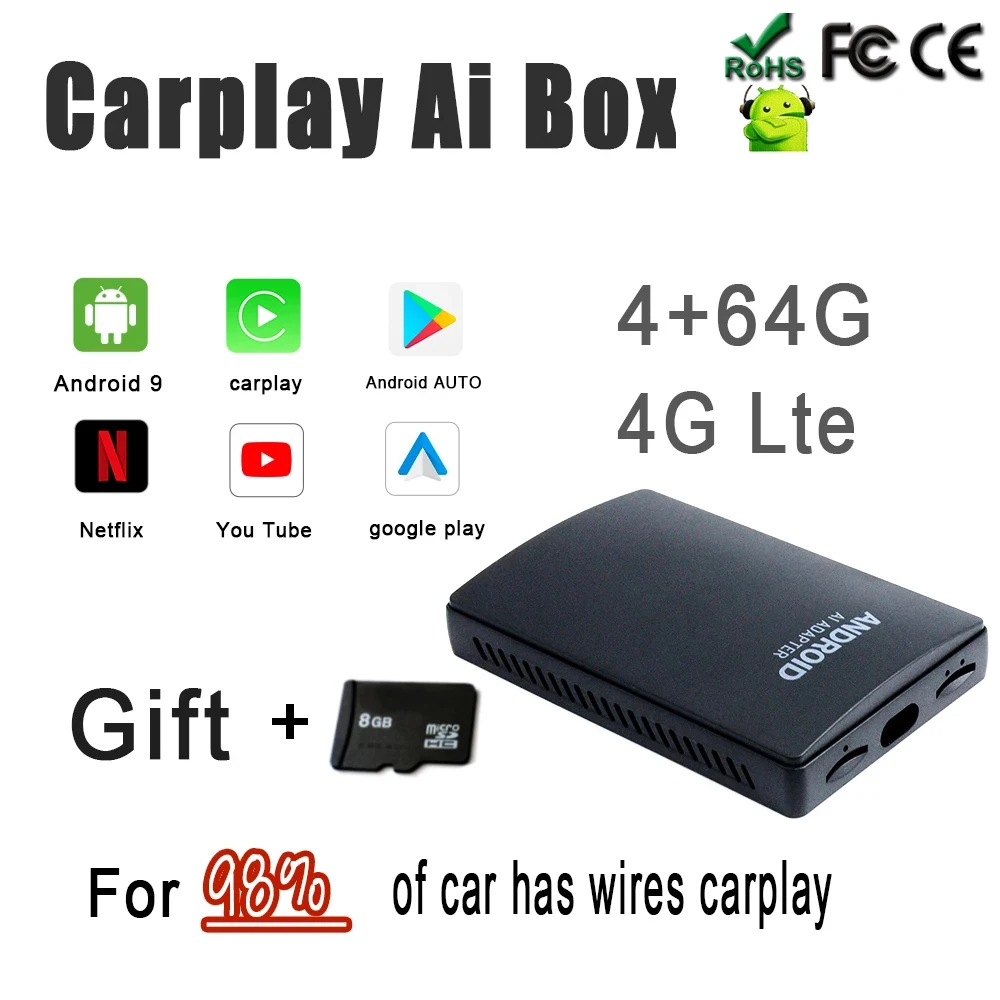 Android Auto T Box CarPlay Dongle MIN Carplay MMB Ai Box Android Box Car Multimedia Player 4 + 64G Wireless Mirror link