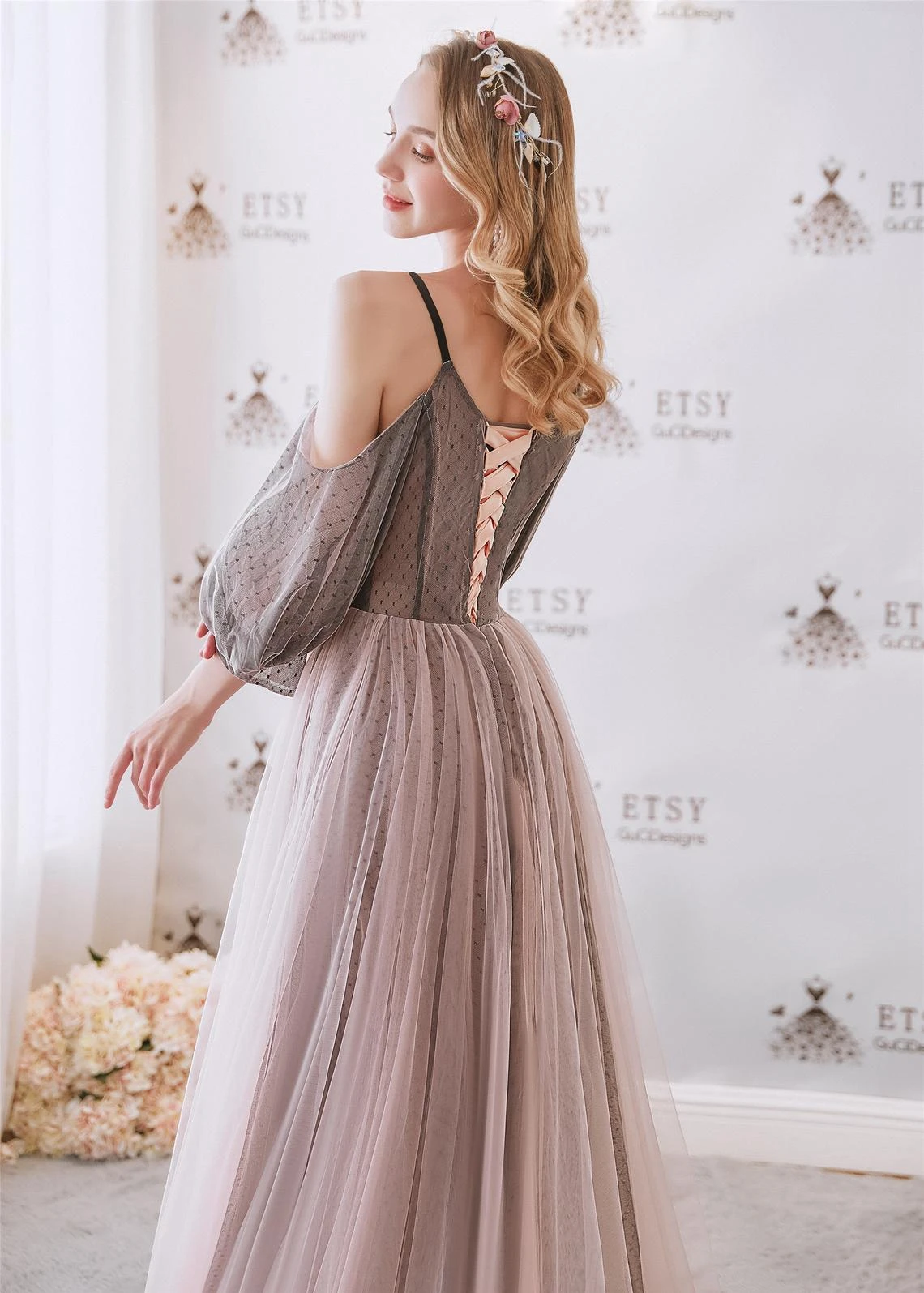 Vestido de fiesta largo de tul con tirantes finos, prenda Formal con escote en V y espalda personalizada, Estilo Vintage, longitud hasta el suelo