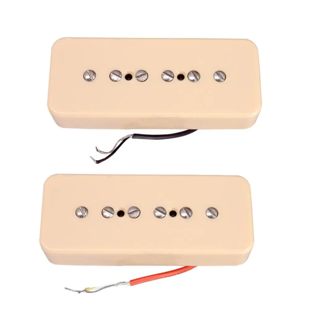 2 Pieces Cream P90 Soapbar Neck&Bridge Humbucker Pickups 50/52m Pole Spacing for Electric Guitar Parts