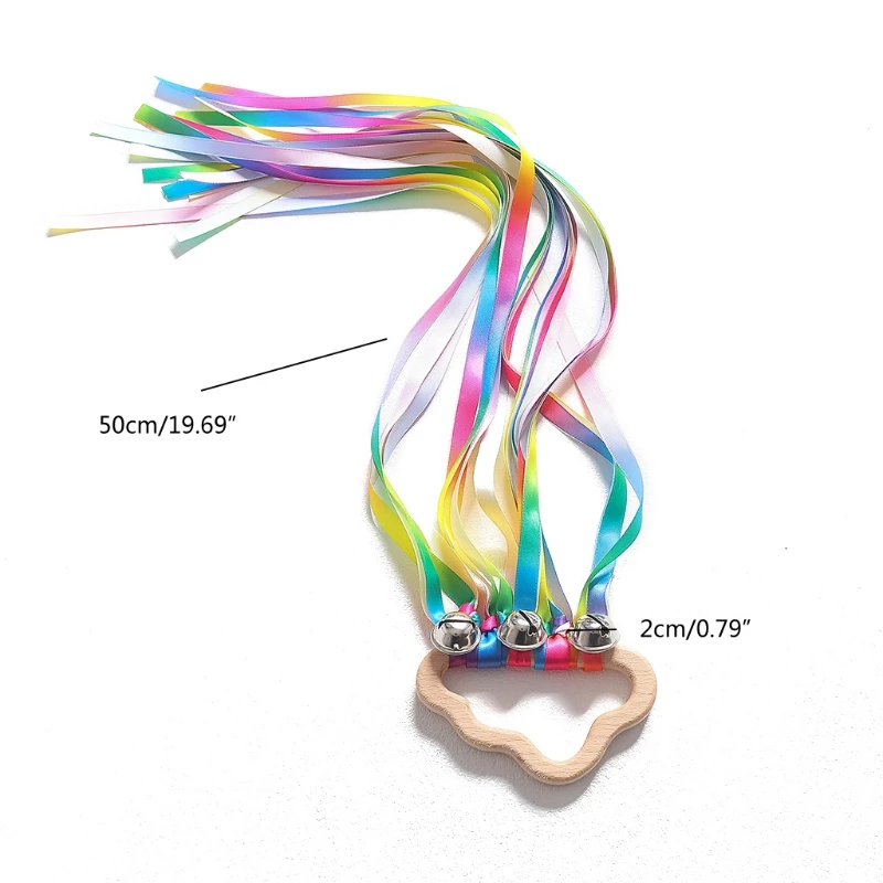 Montessori Houten Regenboog Lint Rammelaar Hand Kite Speelgoed Baby Ontwikkelen Gehoor Erkenning Zintuiglijke Douche Verjaardagscadeau