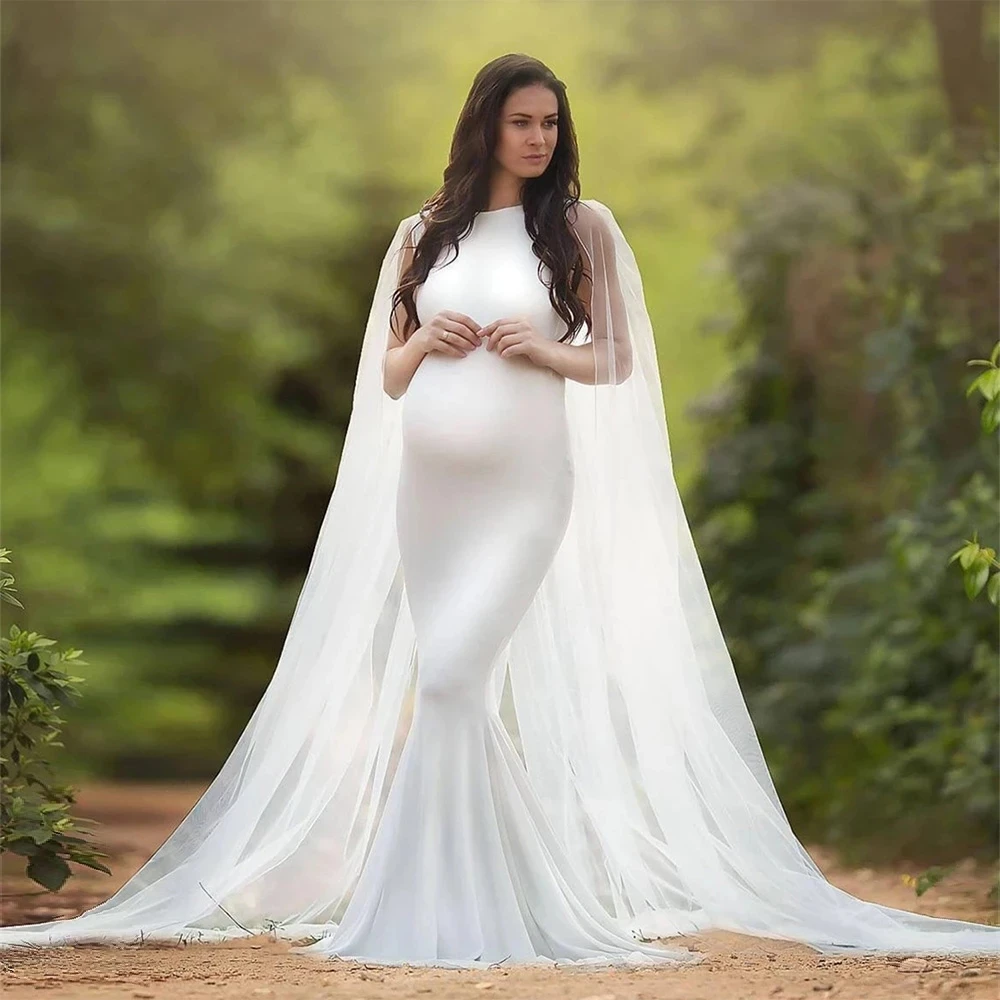 Tulle Shawl Maternity Dresses For Photo Shoot Sexy Fancy Pregnancy Maxi Gown Elegence Long Pregnant Women Photography Props 2024