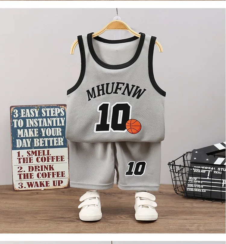 Summer New Boys Baby Sports Infant Clothing Set Kids Cotton Tracksuit Vest Shorts 2pcs Toddler Boy Sleeveless Clothes Suit