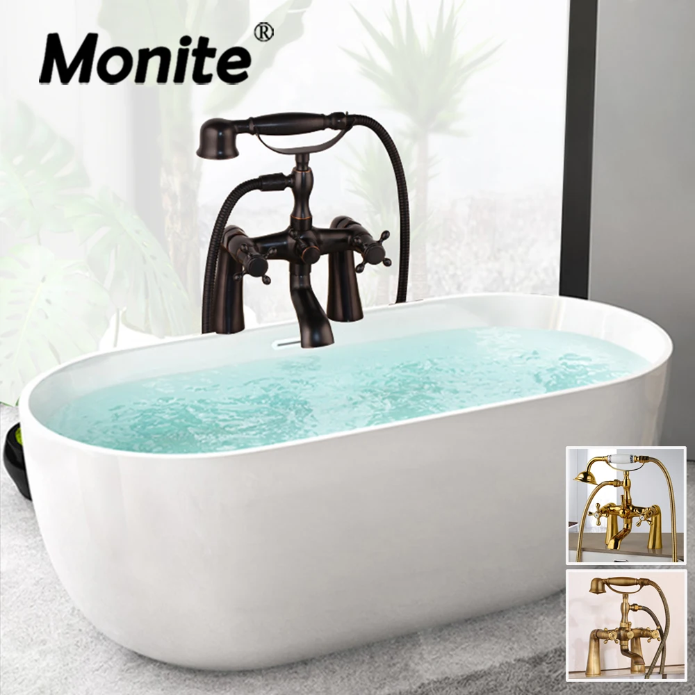 

Monite Bathtub Telephone DECK Mounted Double Handles polished ORB Bathub+Handshower Shower Bathroom Basin Sink Faucet Mixer Tap