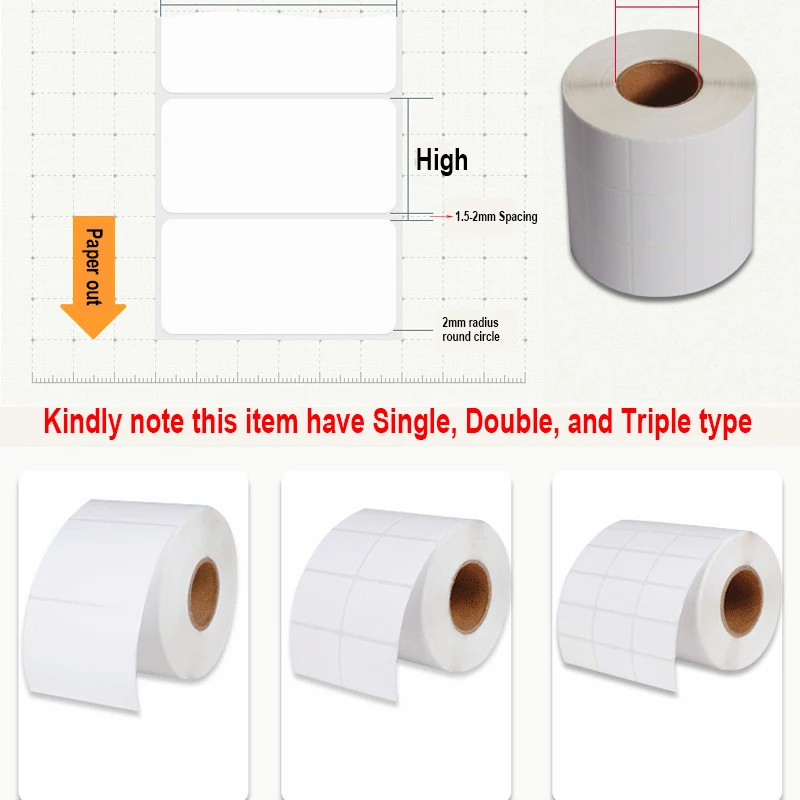 1 Roll Coated Paper Self-Adhesive 30-100MM Width Label Barcode Label Printing Sticker Clothing Tag Blank Paper With Carbon Belt