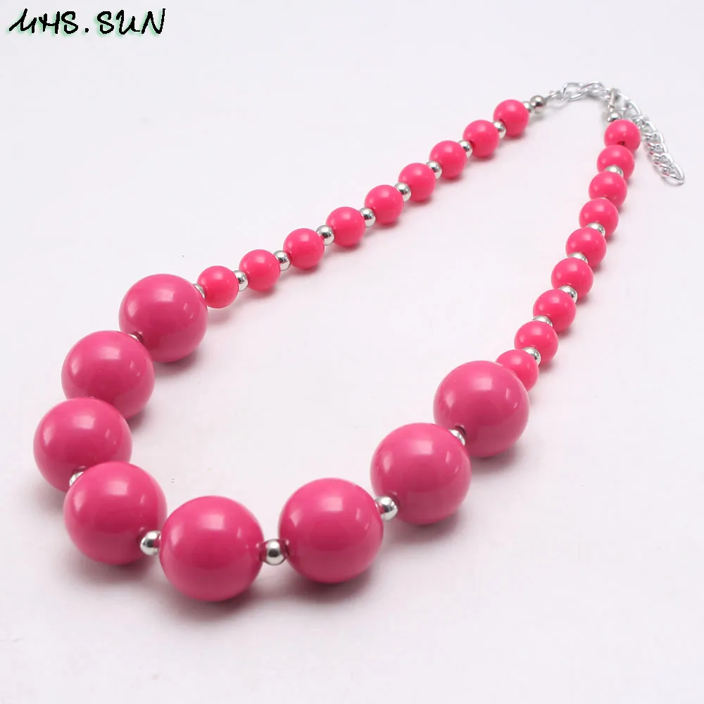 MHS.SUN Trendy baby kids chunky beaded necklace girls handmade jewelry cute bubblegum necklace party gift choker for kid 1pc