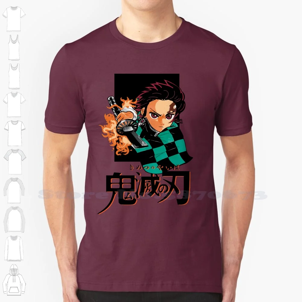 Tanjirou Dance Of The Fire God 100% Cotton T-Shirt Kimetsu No Yaiba Inosuke Kamado Demon Devil Anime Tanjiro Form Japanese