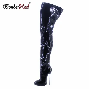 Wonderheel-Botas de couro envernizado para meninas, boate sexy, salto alto extremo, plataforma metálica, novo, Wonderheel, 16cm 8 principais vendas botas mulher maravilha - №8